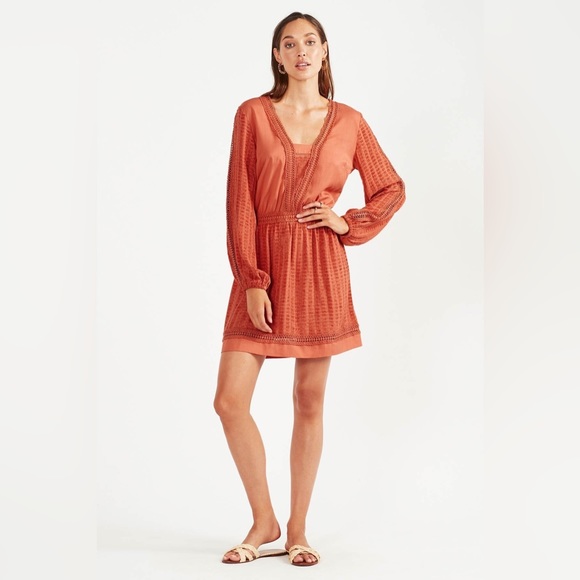 TIGERLILY Maresa Guava Orange Long Sleeve Mini Dress RRP$249 - Picture 3 of 16